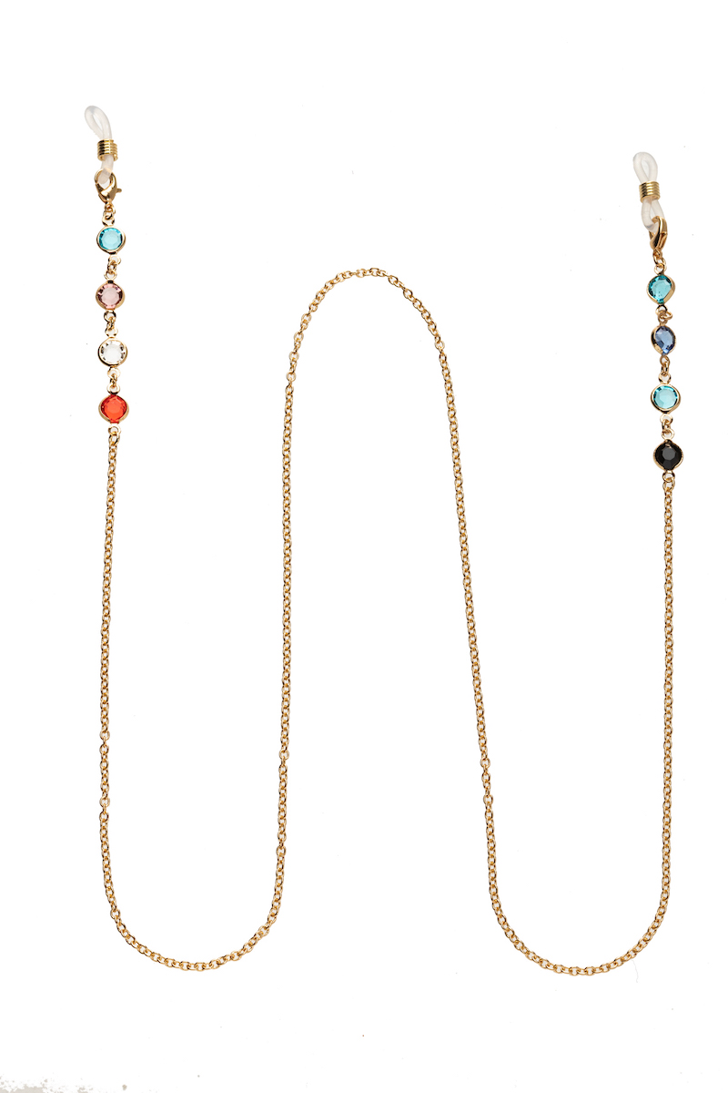 Goldtone & Multi Colored 4 Crystal Sunglasses Chain - Don't AsK