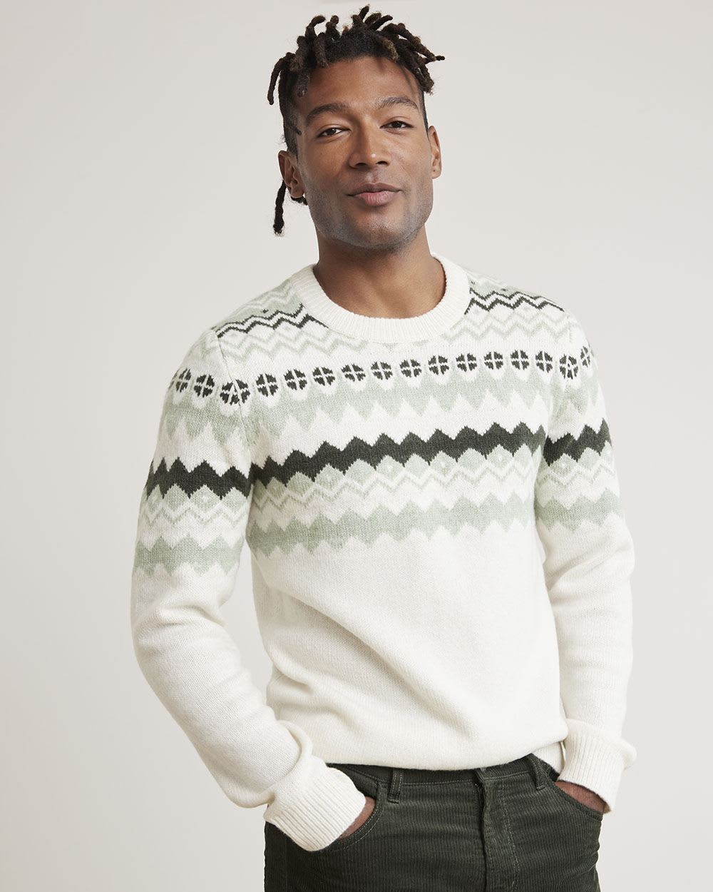 Fair-Isle Long-Sleeve Crew-Neck Sweater