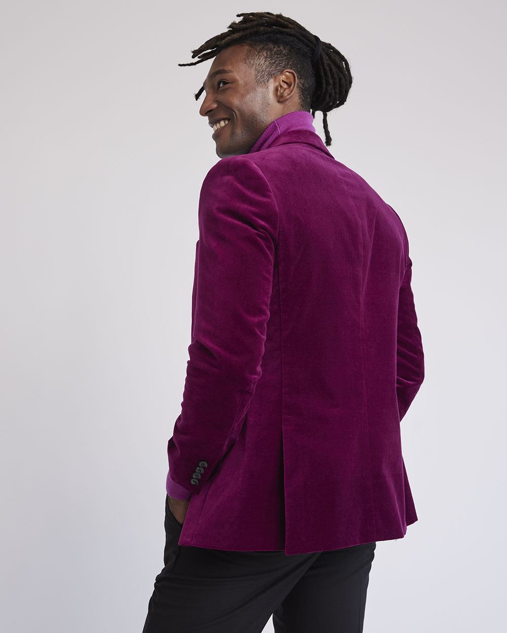 Tailored-Fit Velvet Suit Blazer