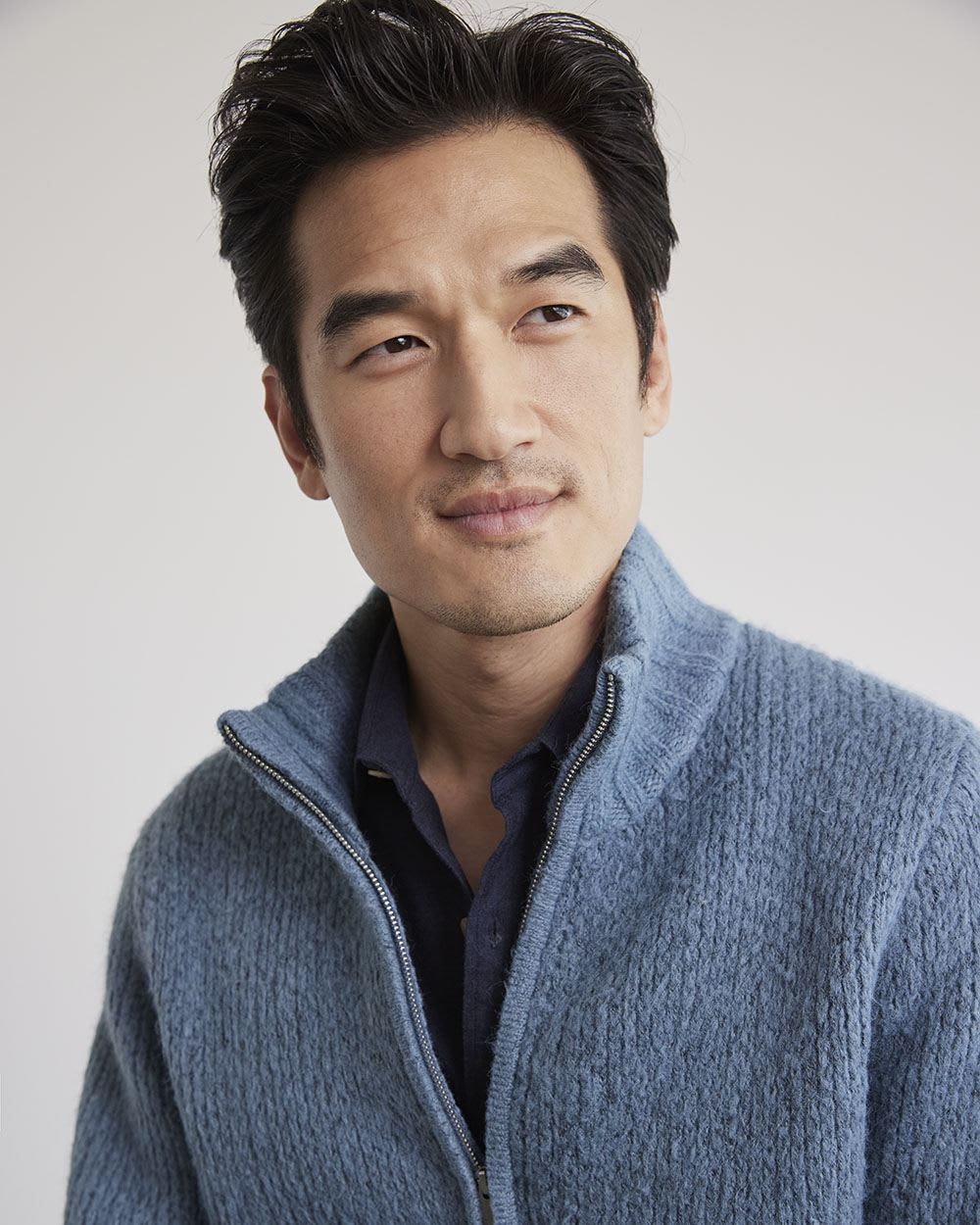 Long-Sleeve Cardigan with Mock Neckline