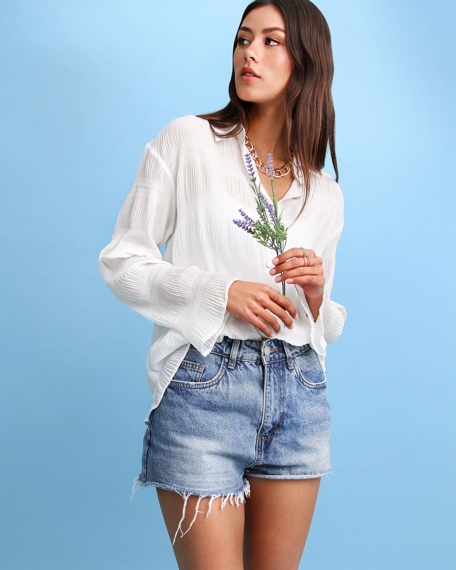 Belle & Bloom Yoko Shirred Chiffon Blouse