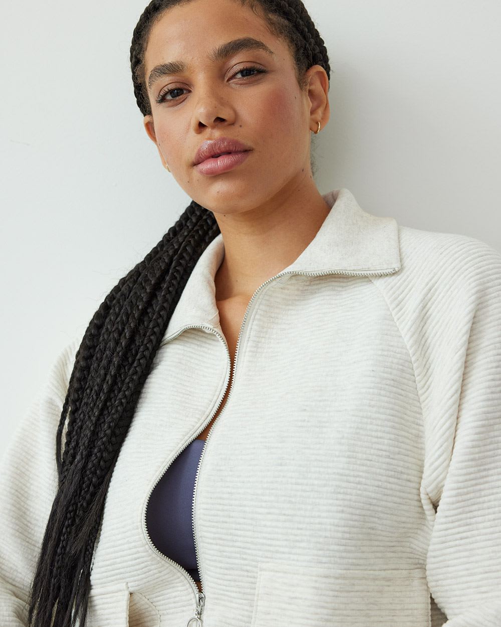 Textured Jacket with Mock Neckline, Hyba