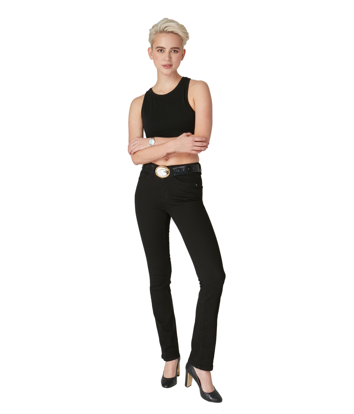Lola Jeans Kate-BLK High Rise Straight Jeans