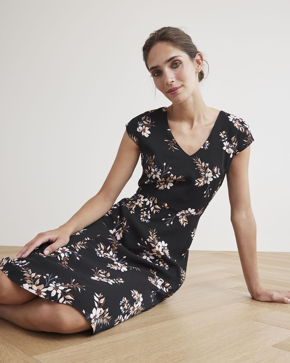 Fit and Flare V-Neck Fluid Dress