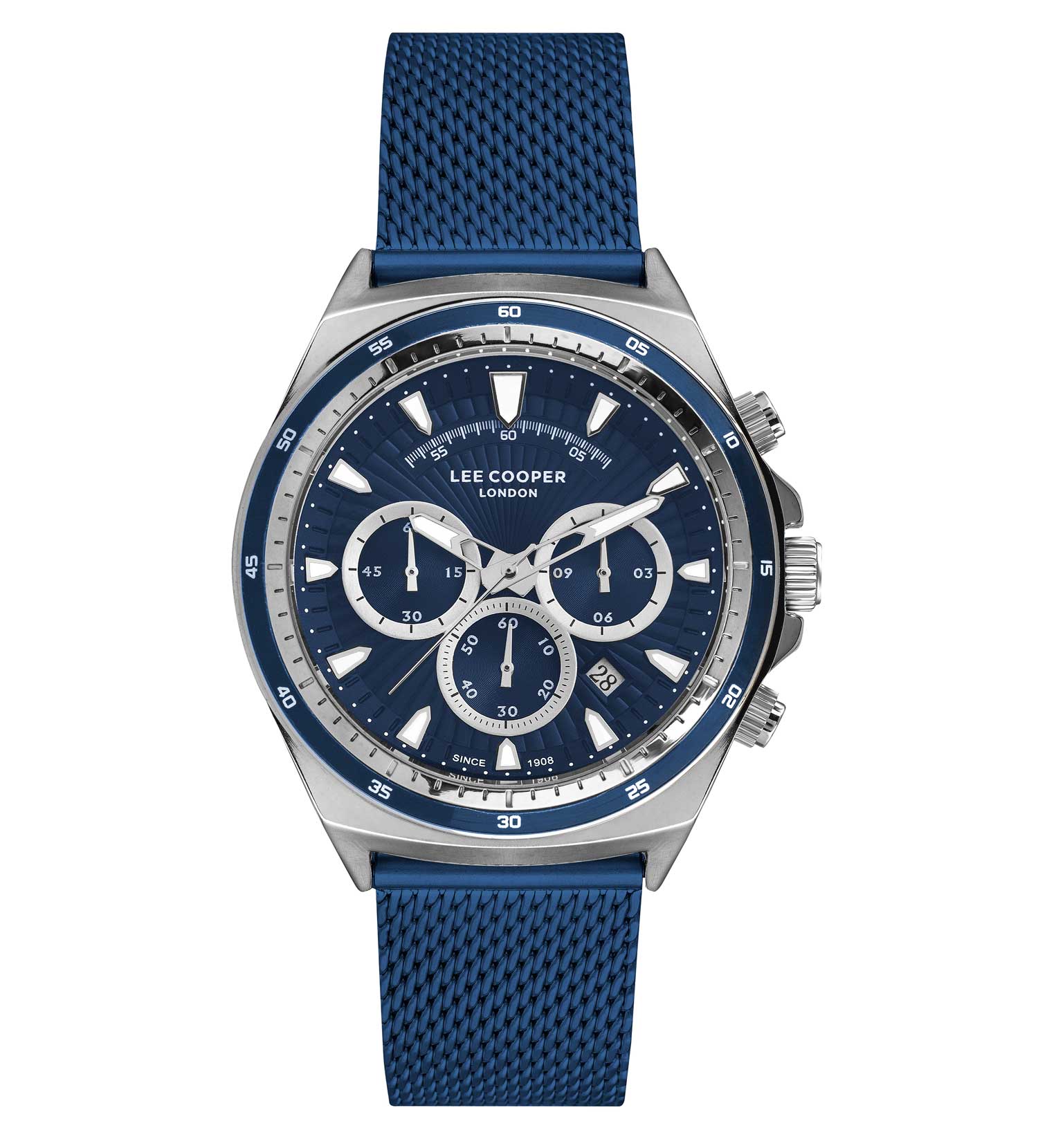 LEE COOPER-Men's Silver 45mm watch w/Blue Dial