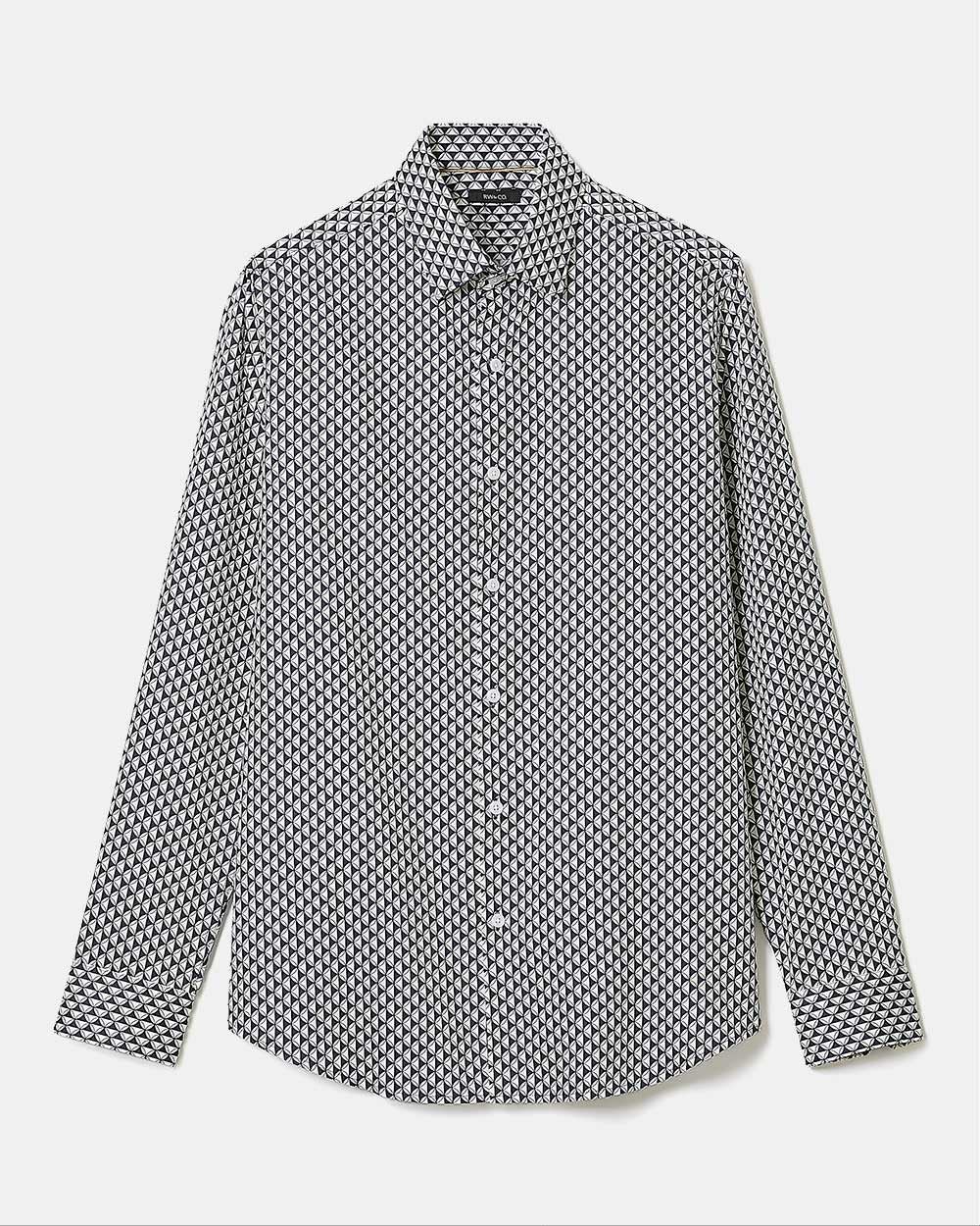 Slim-Fit Dress Shirt with Medium Psychedelic Pattern