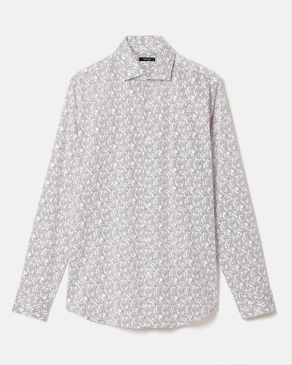 Tailored-Fit Dress Shirt with Micro Foliage Print