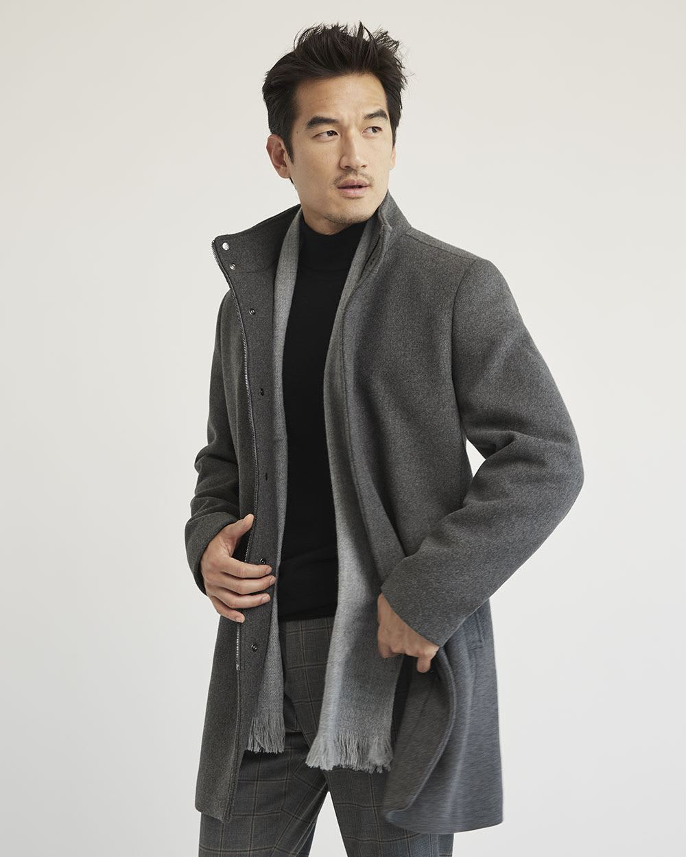 Classic Wool Coat with Mock Neckline
