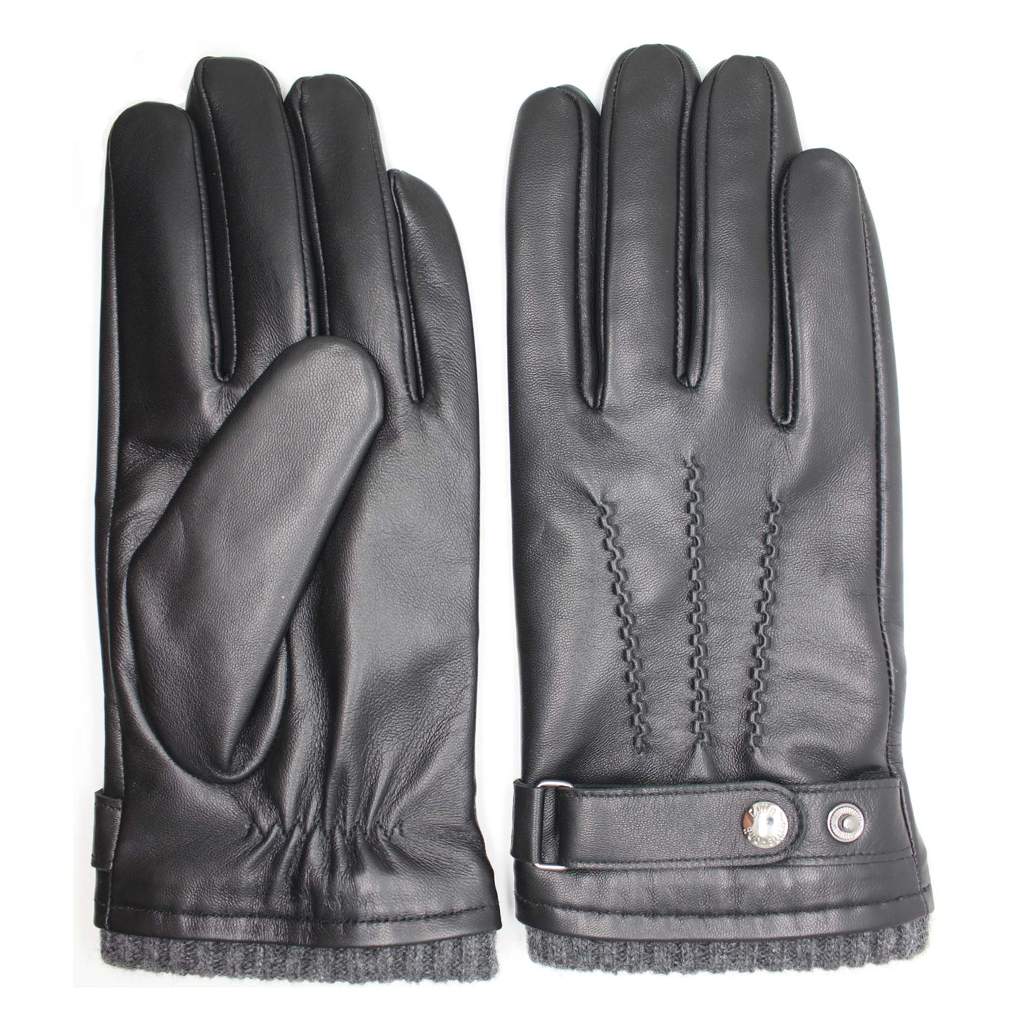 CR Men's - Leather Glove with Pintuck & Knit Cuff