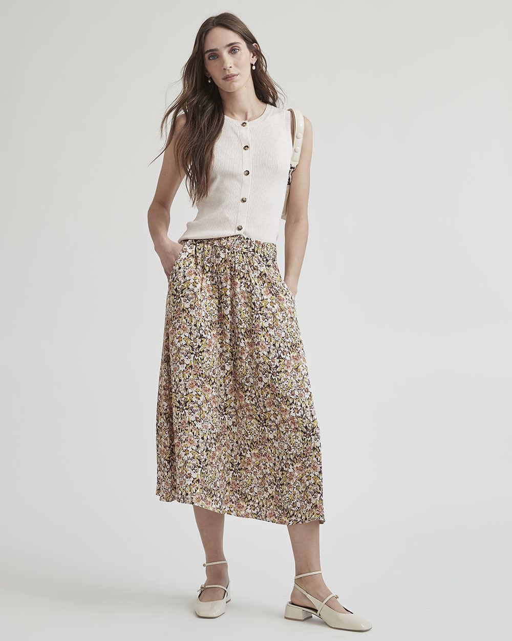 High-Waisted Flare Fluid Maxi Skirt