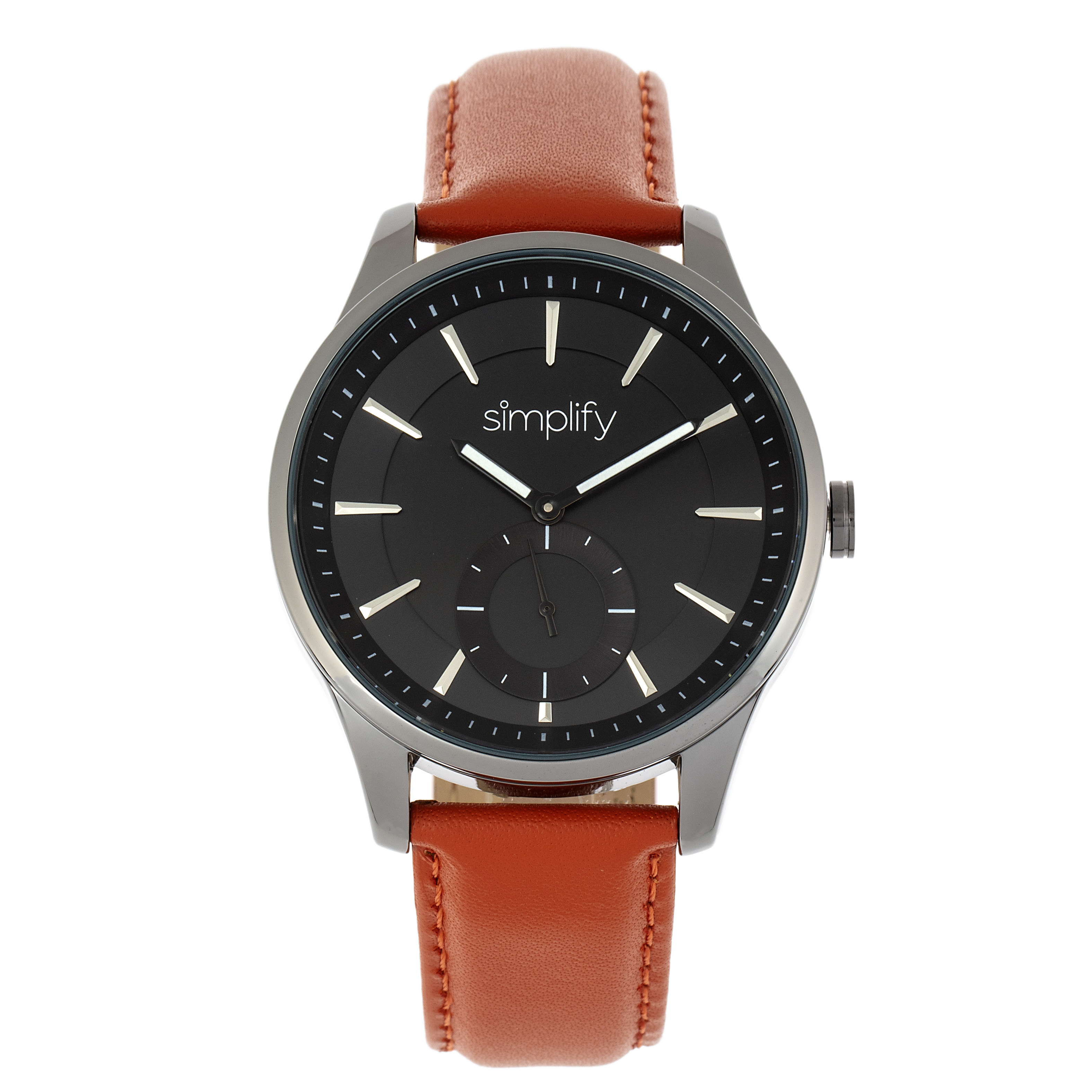 Simplify - The 6600 Series Leather-Band Watch - Brown/Black