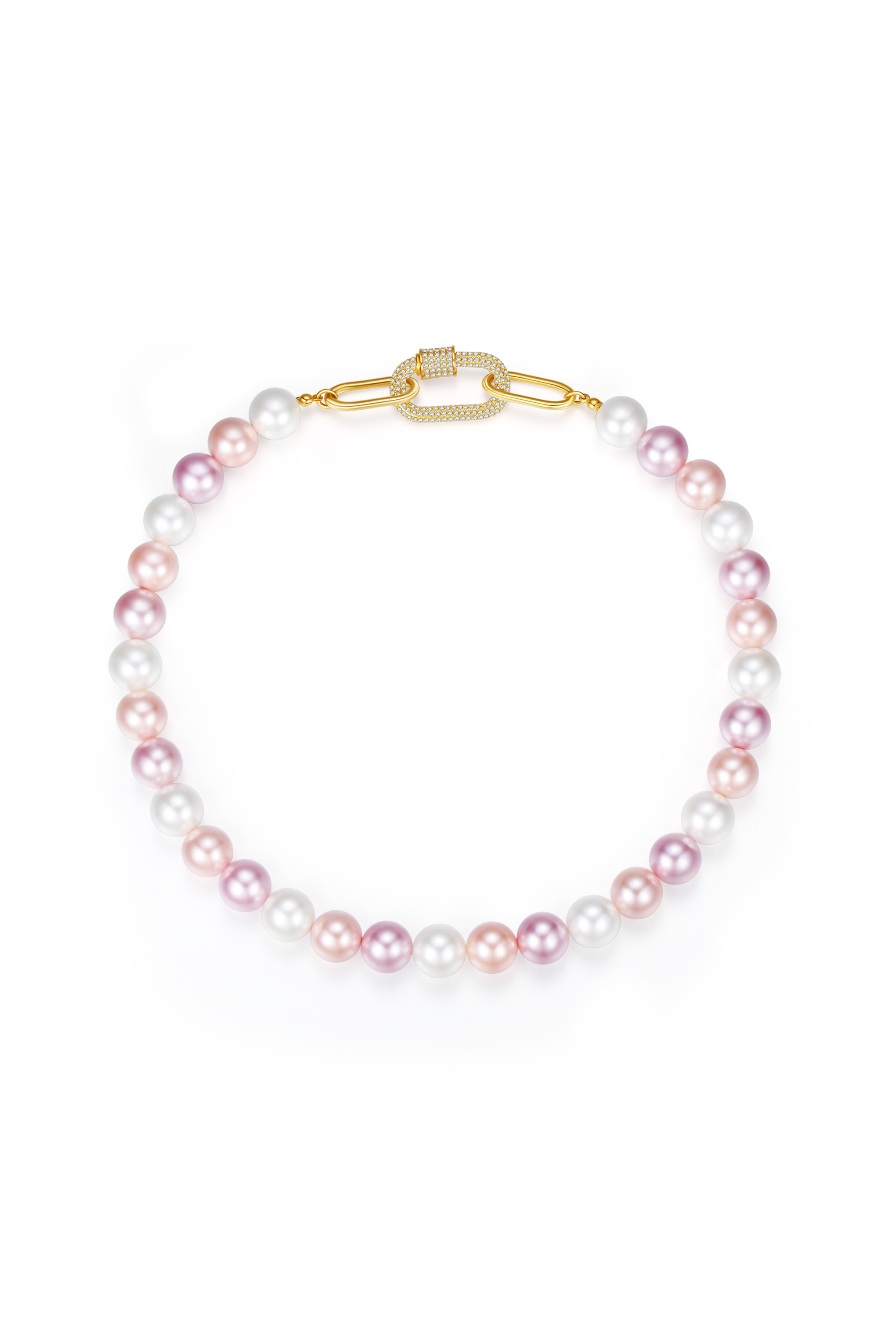 Classicharms-Shell Pearl Necklace With Gem-encrusted Carabiner Lock