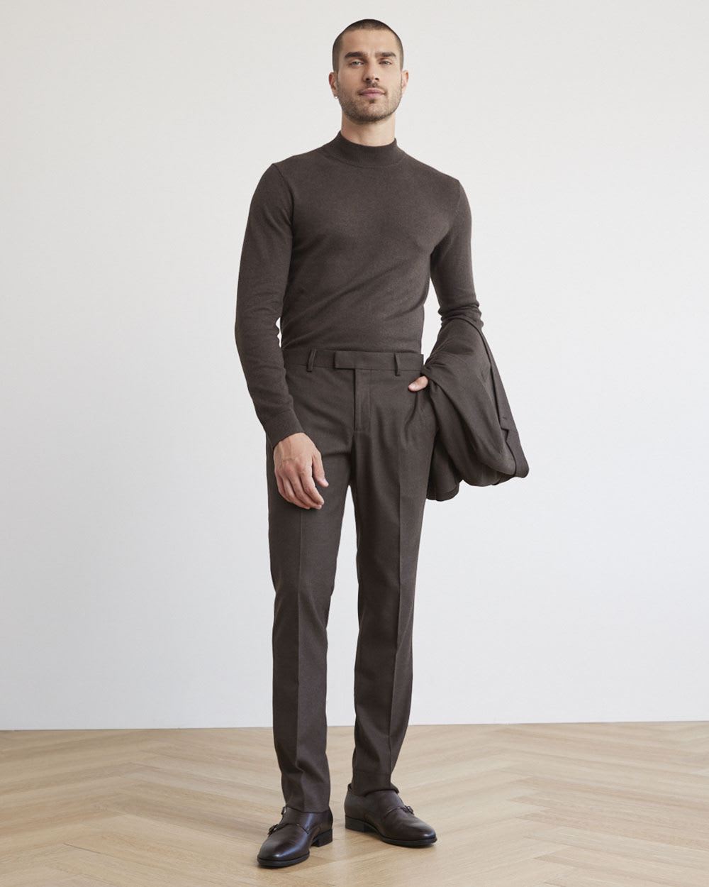 Solid Long-Sleeve Mock-Neck Sweater