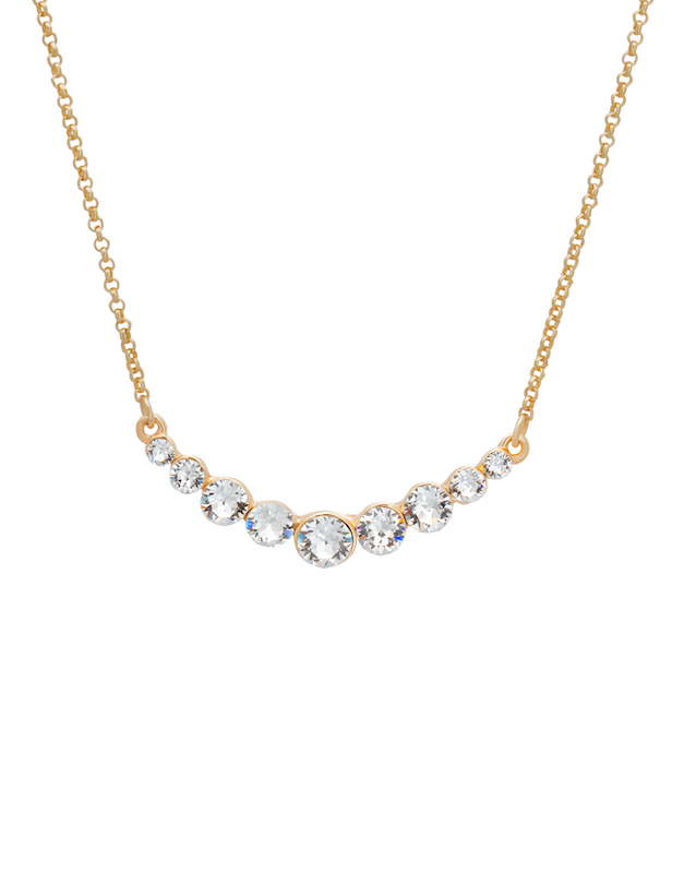 Goldtone & Circular Crystals Graduated Necklace - callura