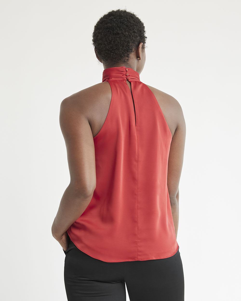 Sleeveless Halter Satin Blouse