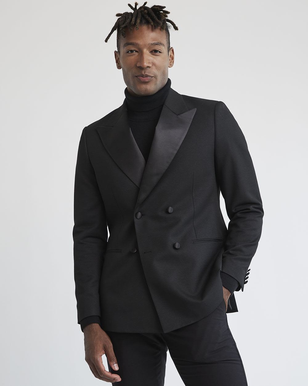 Tailored Fit Black Blazer with Metallic Fibres