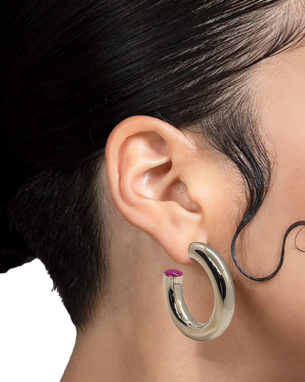 1.5 in Fern 14K Gold-Plated Hollow Hoop - Syd + Pia NYC™