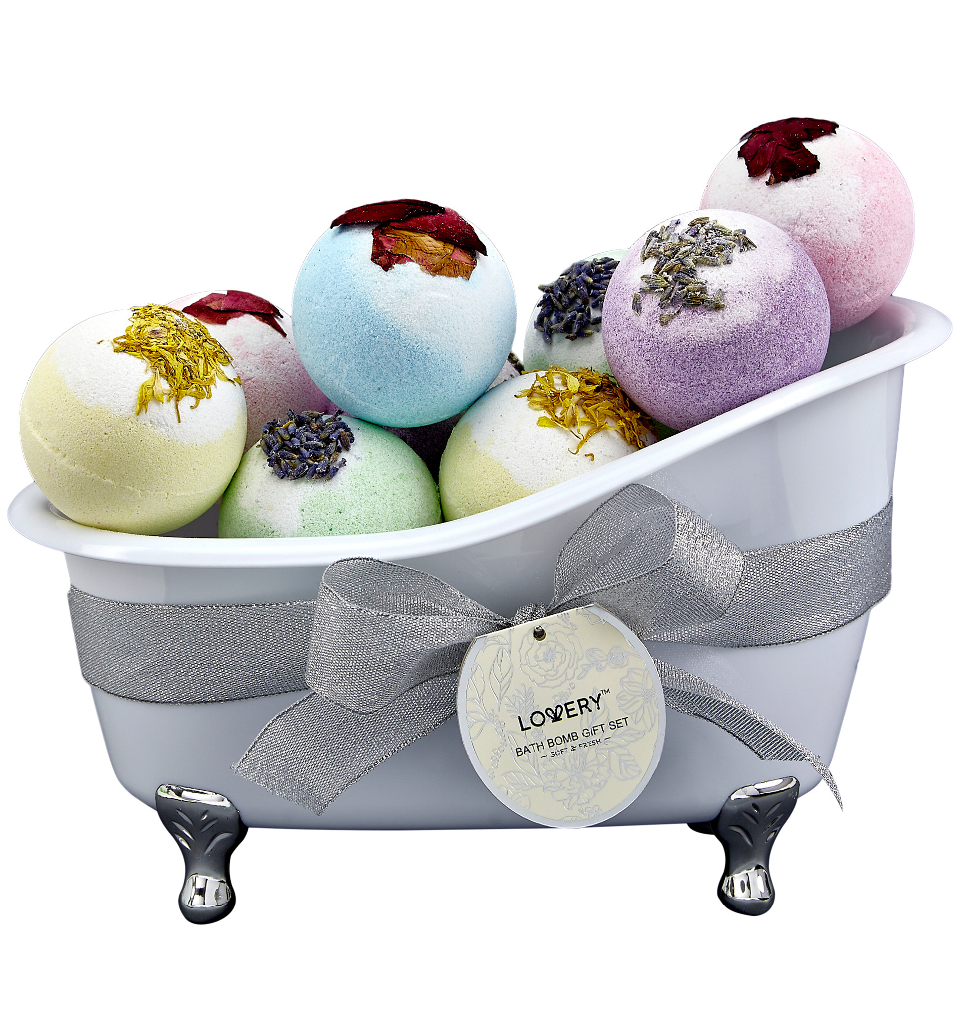 Lovery Bath Bombs Gift Set - 10 Xl Bath Fizzies With Shea & Coco Butter