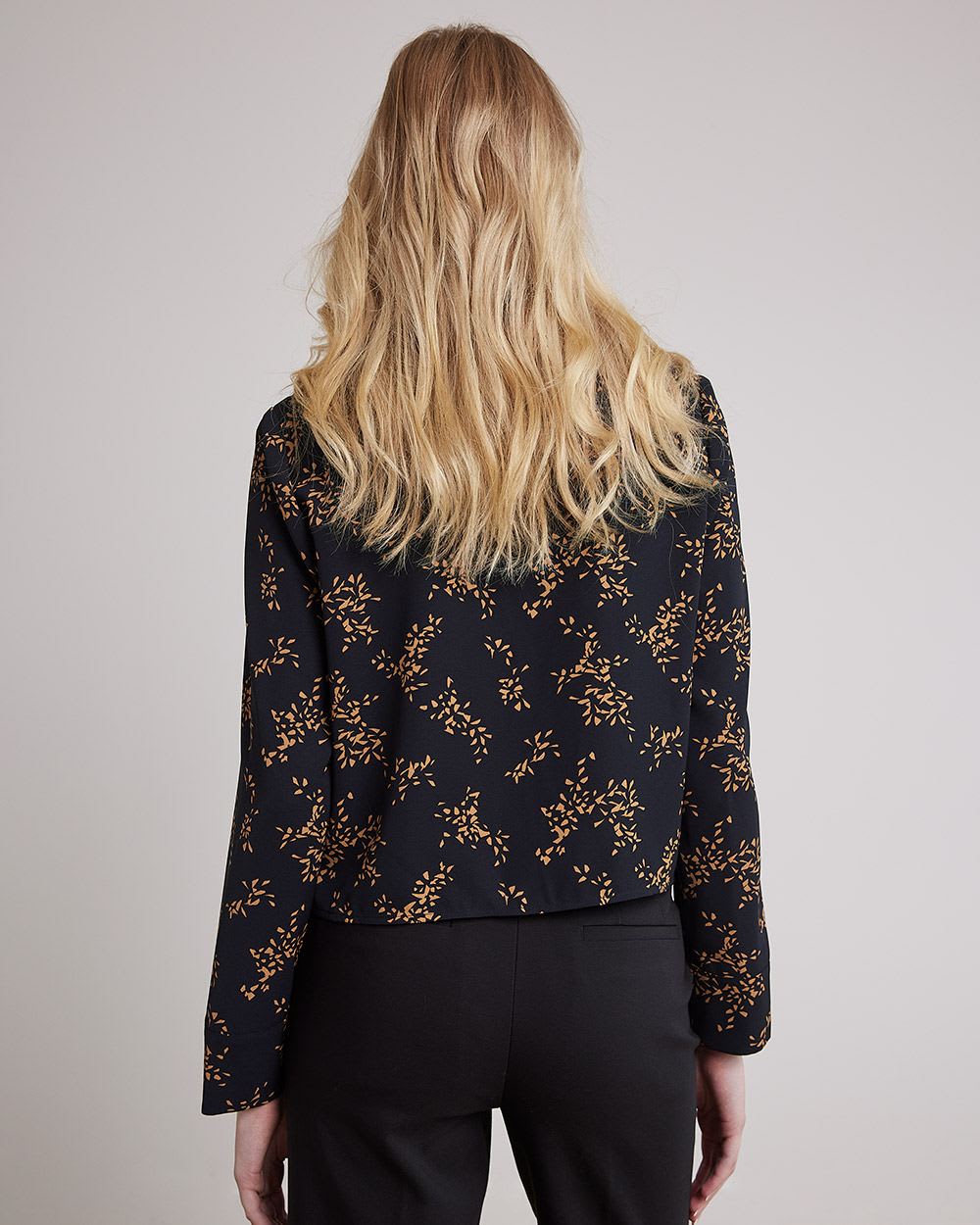 Long-Sleeve Buttoned-Down Crepe Blouse