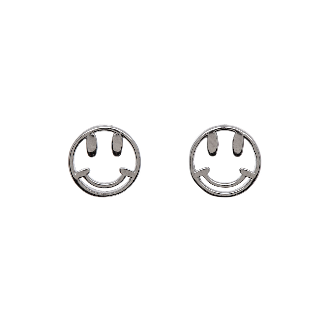 Ag Sterling - Sterling Silver Happy Face Stud Earrings