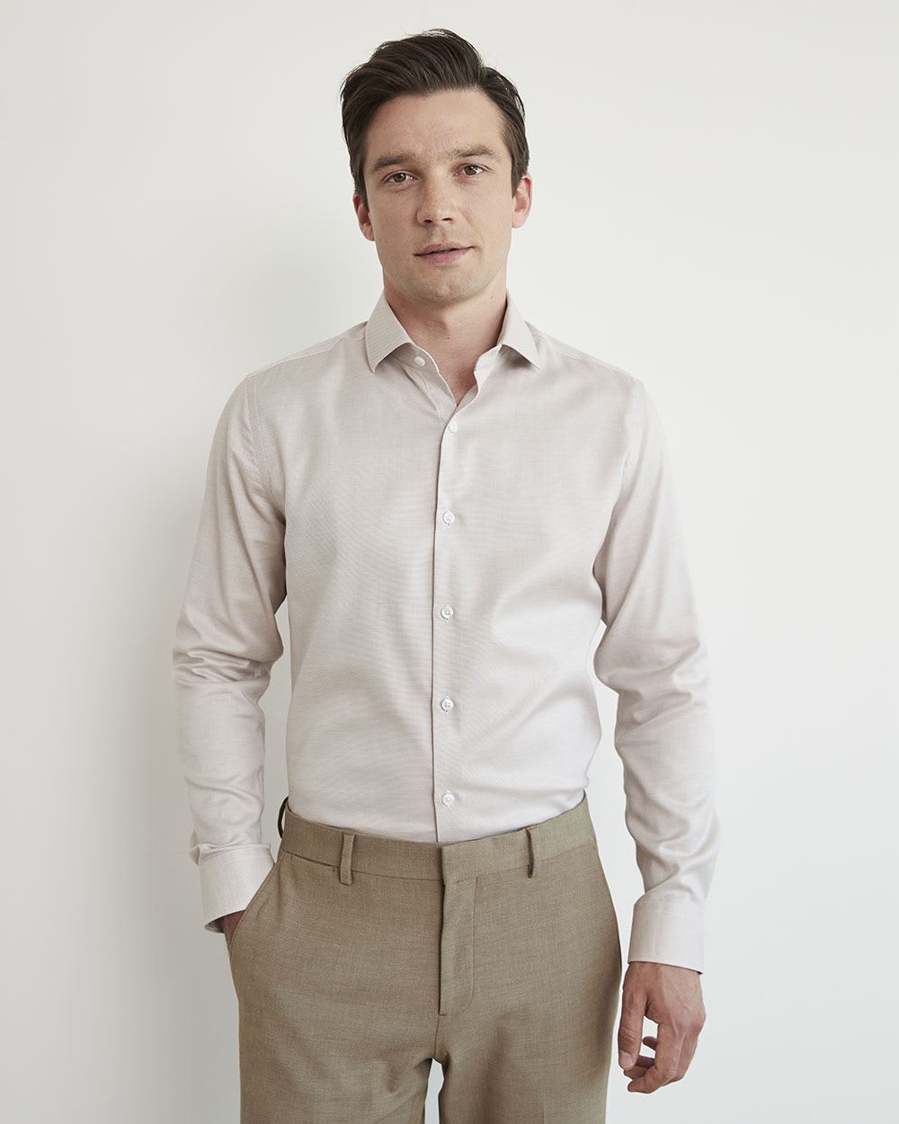 Tailored-Fit Two-Tone Dobby Easy-Care Dress Shirt