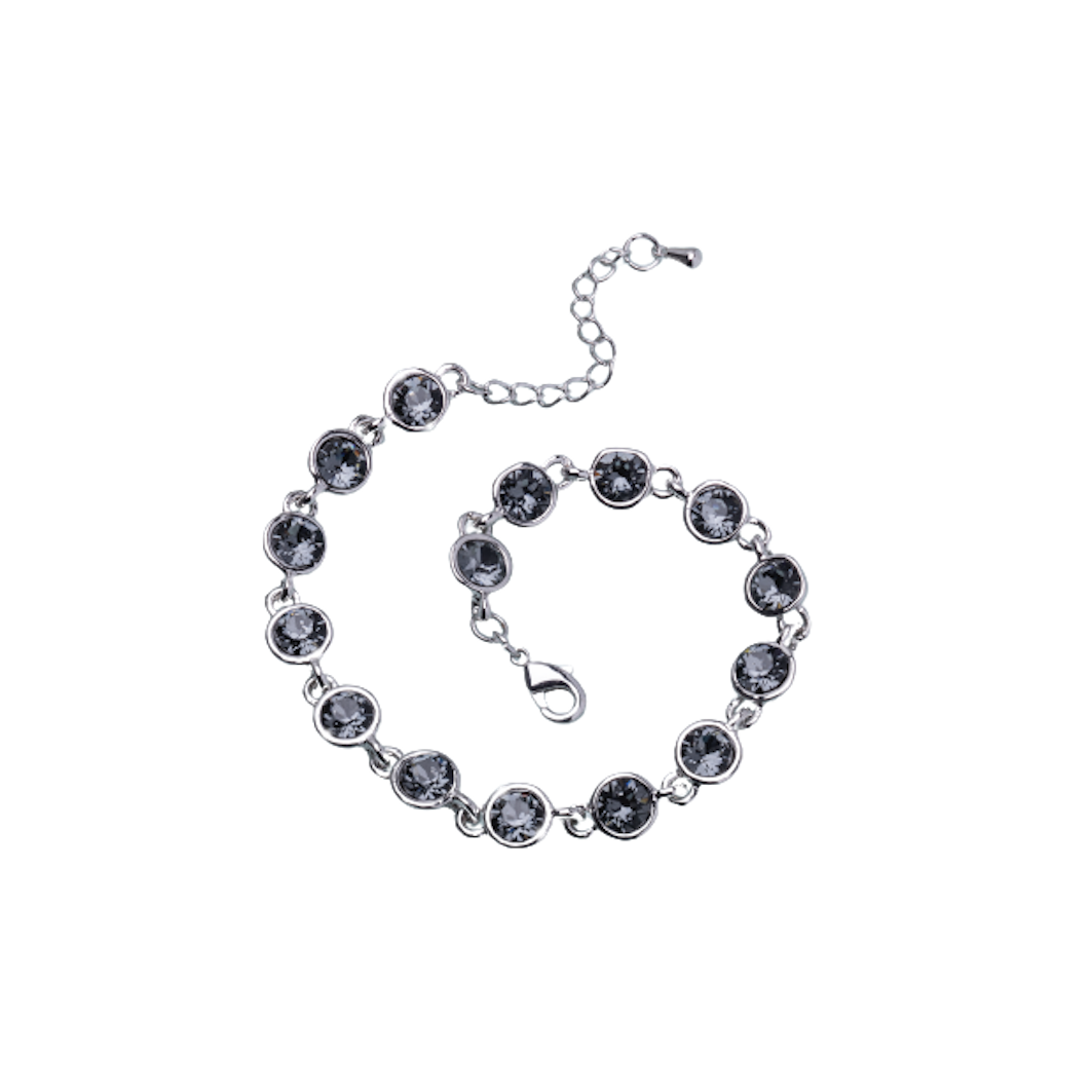 Rhodium Plated Crystal Tennis Bracelet in Silvernight - callura