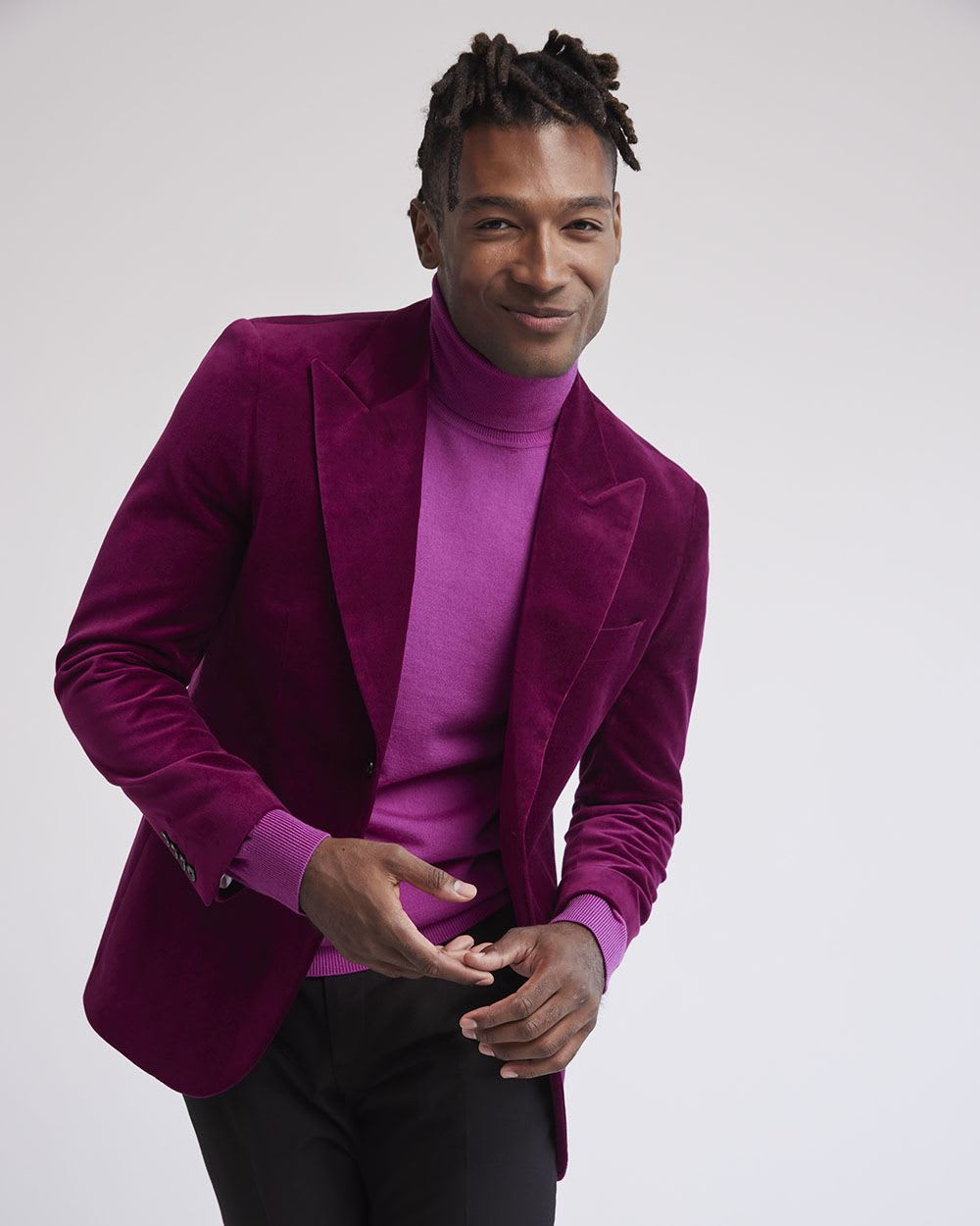 Tailored-Fit Velvet Suit Blazer