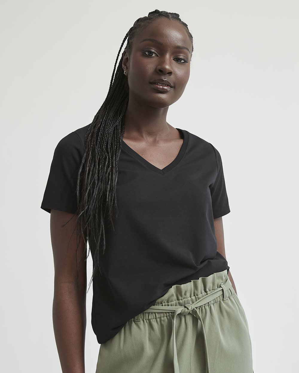 Cotton-Blend V-Neck T-Shirt