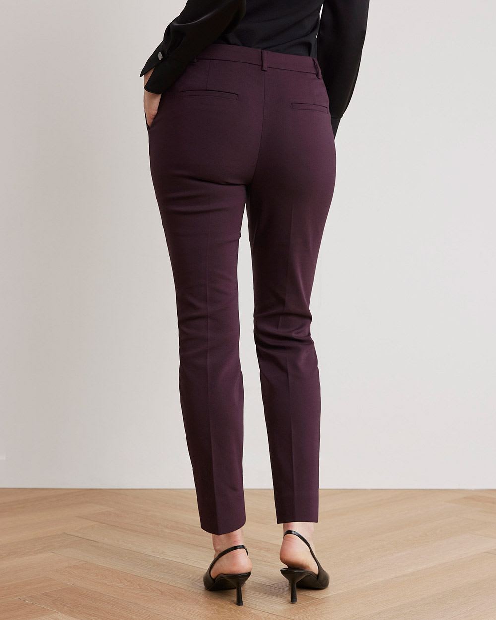 Mid-Rise Slim-Leg Solid Curvy Pant - 28"