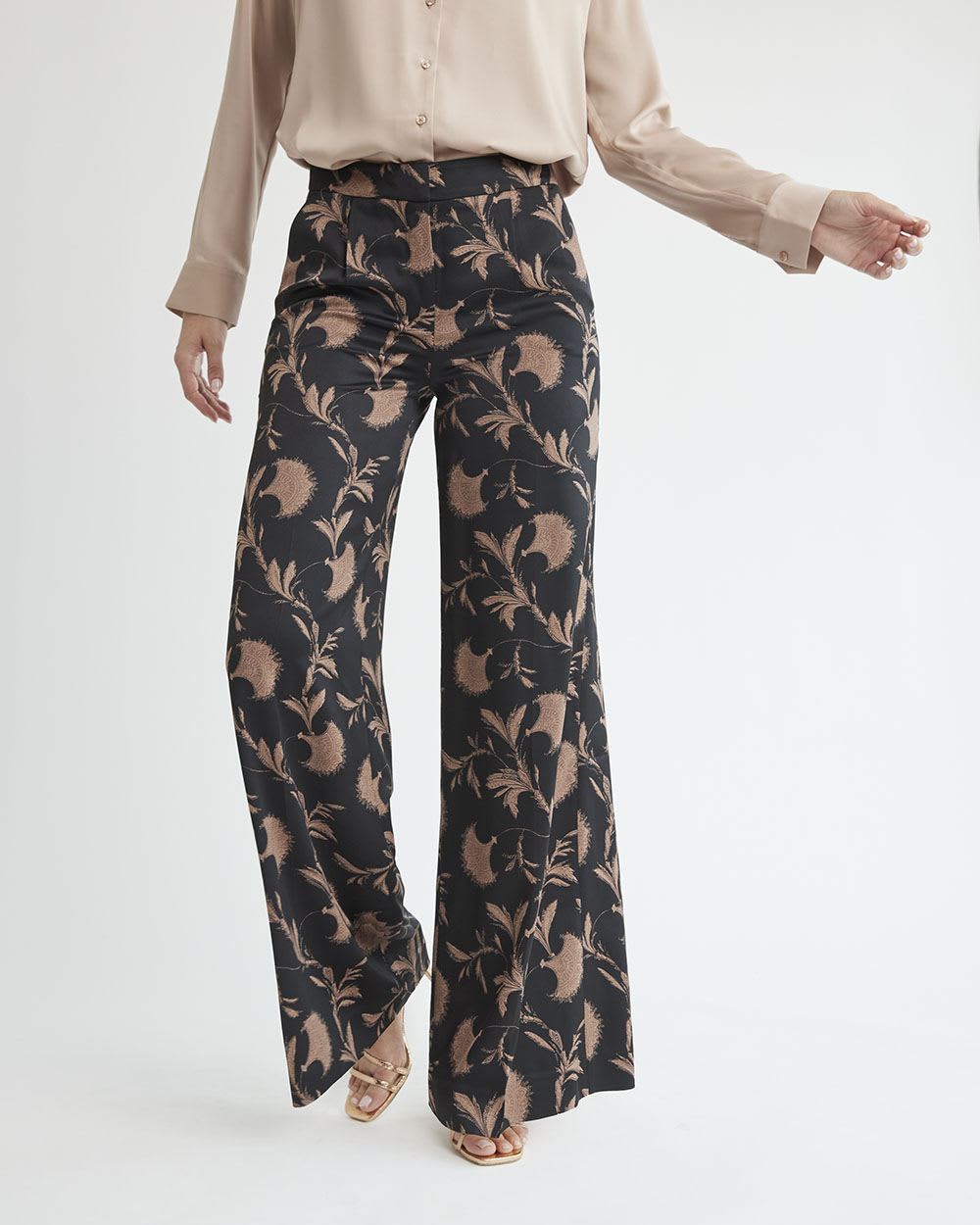 Wide-Leg High-Rise Satin Pant