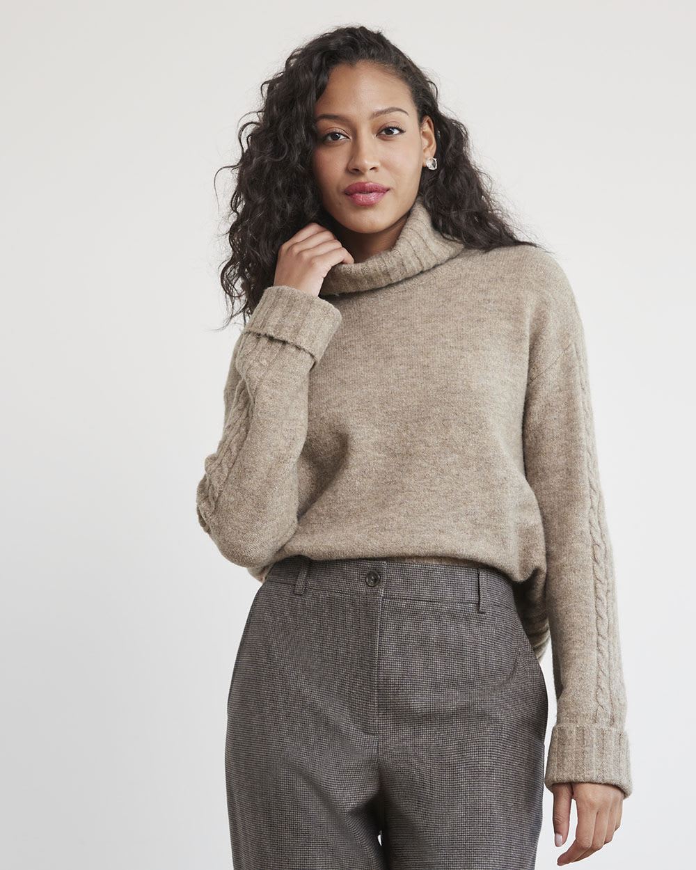 Cropped Boxy Turtleneck Sweater