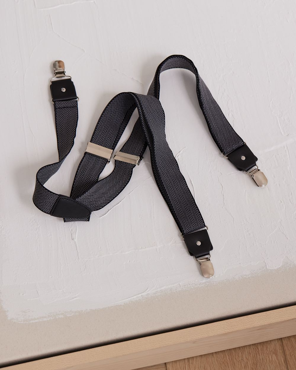 Black Herringbone Suspenders