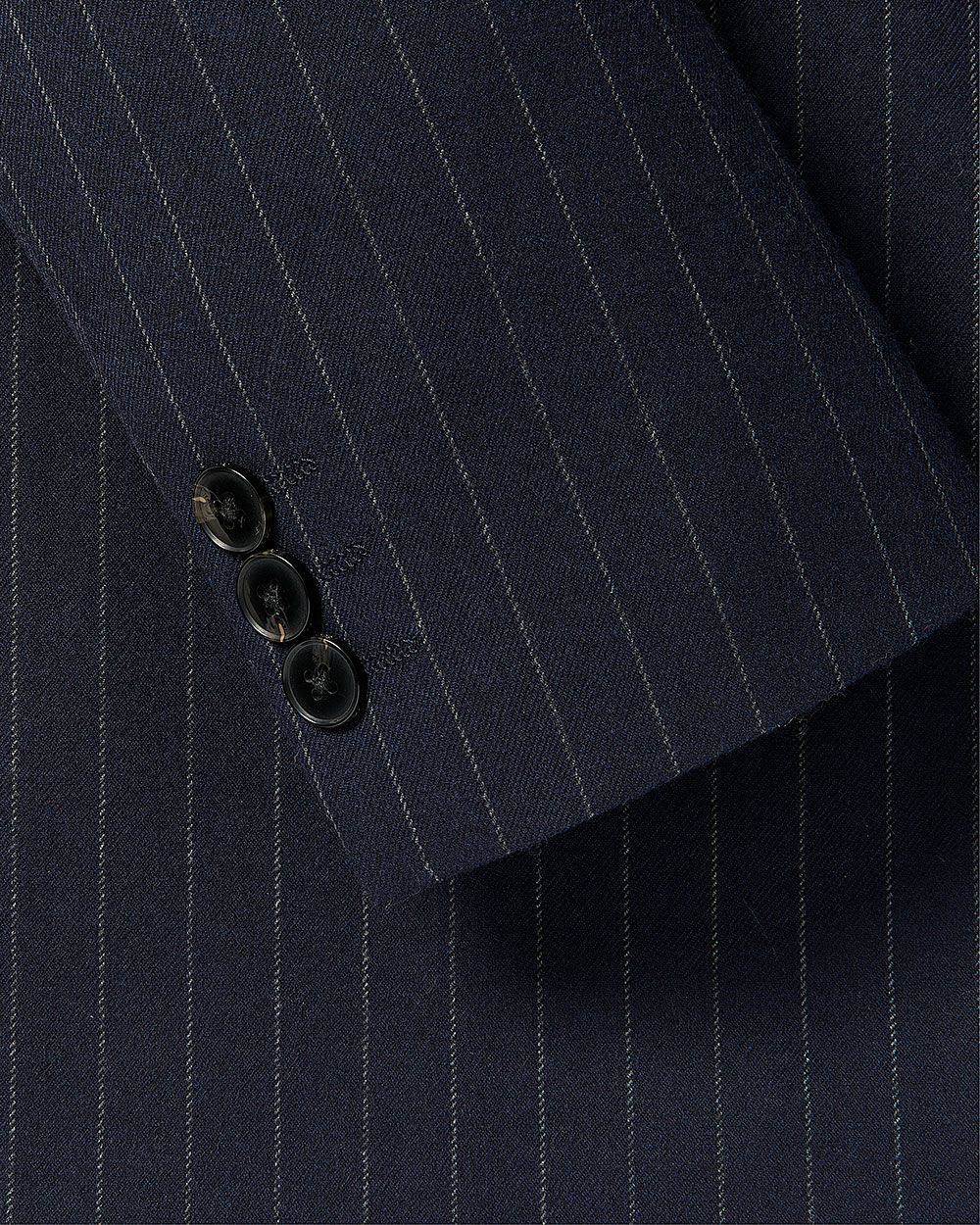 Gender-Neutral Navy Pinstriped Belted Blazer
