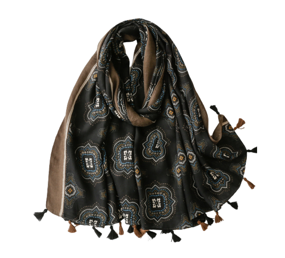 Brown And Black Damask Scarf - Don't AsK