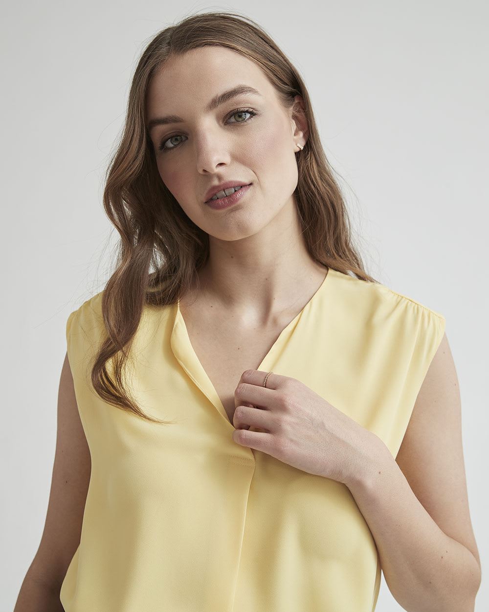 Silky Crepe Split V-Neck Cami