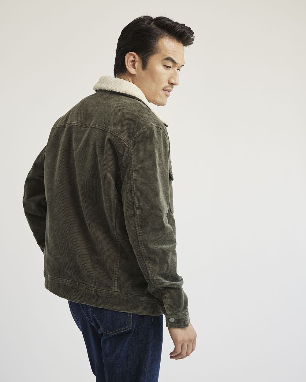 Corduroy Overshirt with Sherpa Lining