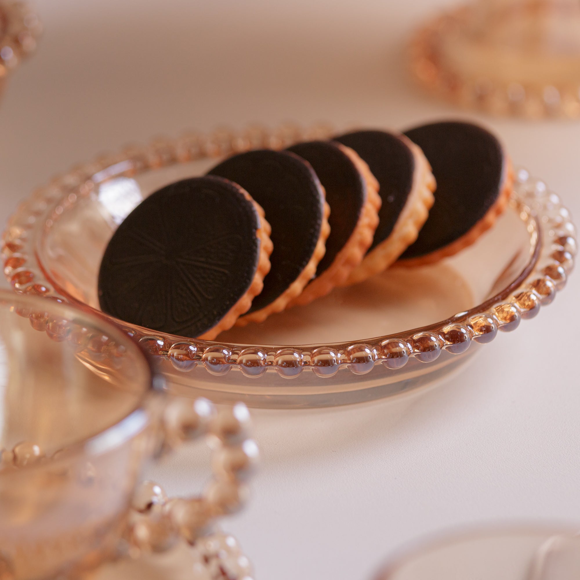 Pearl Collection Amber Crystal Deep Plates 14cm Set of 4