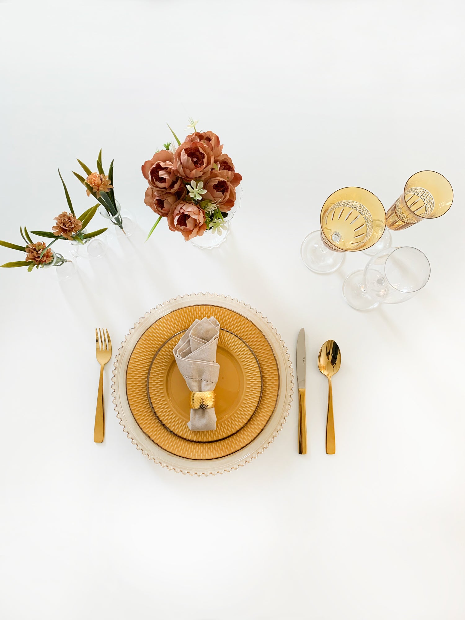 Pearl Collection Amber Crystal Charger Plate 32cm Set of 2