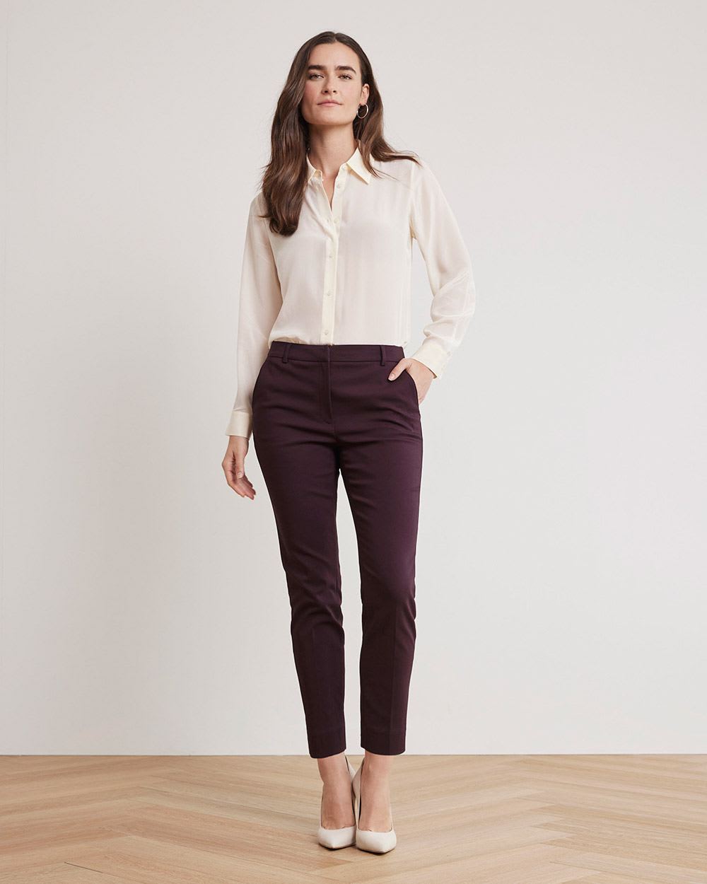 Mid-Rise Slim-Leg Solid Signature Pant - 28"