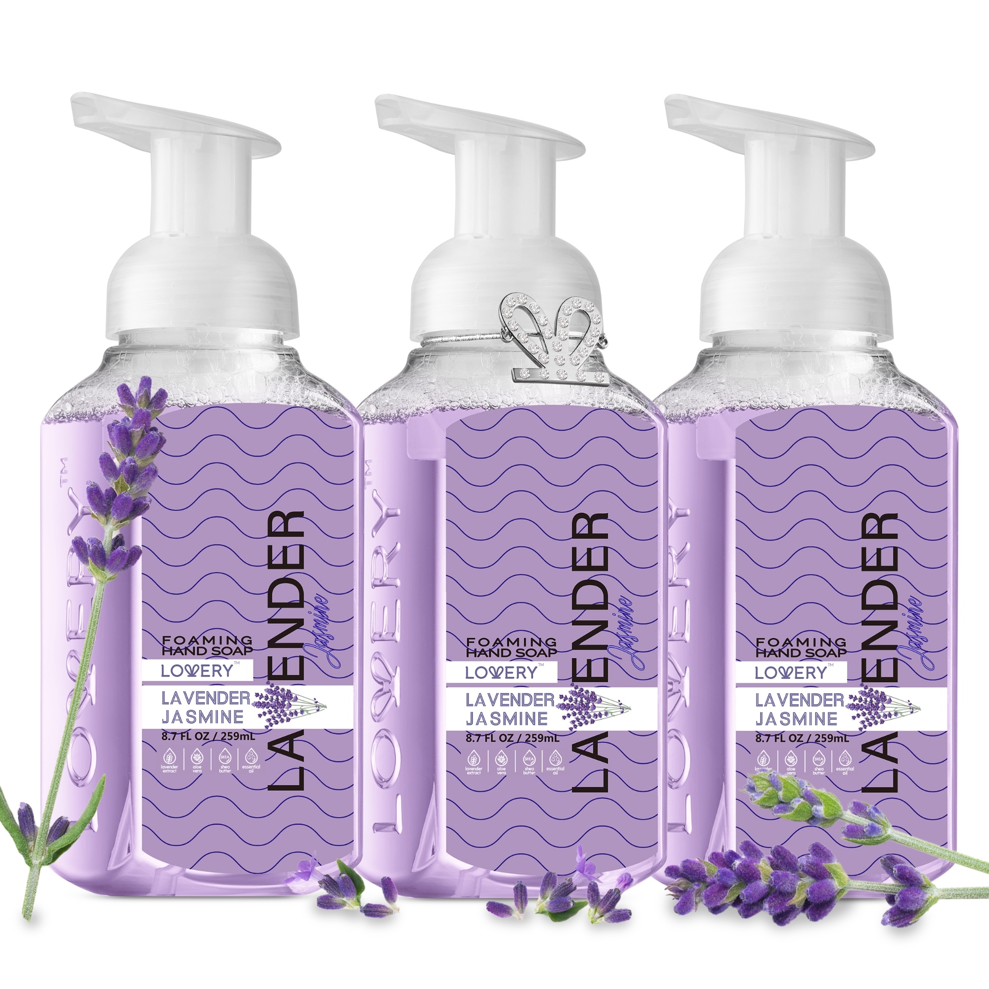 Lovery Foaming Hand Soap - Lavender Jasmine - Pack Of 3 - Free Swarovski Bracelet