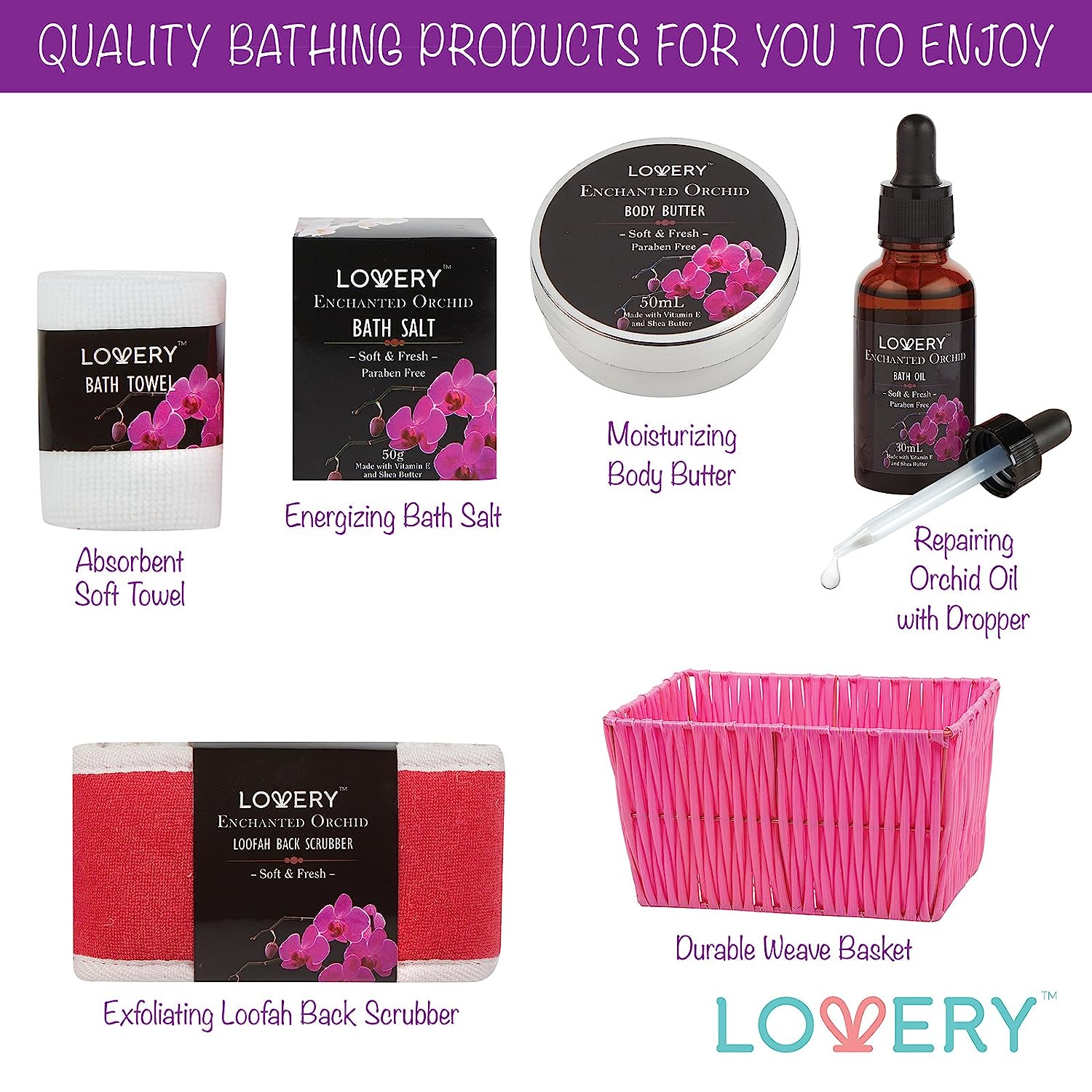 Lovery Gift Baskets For Women - Spa Gift Set - Enchanted Orchid Scent