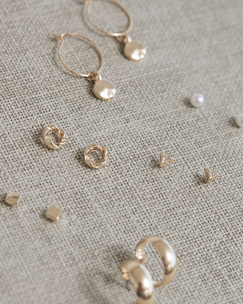 Boho Stud and Hoop Earrings - 6 Pairs