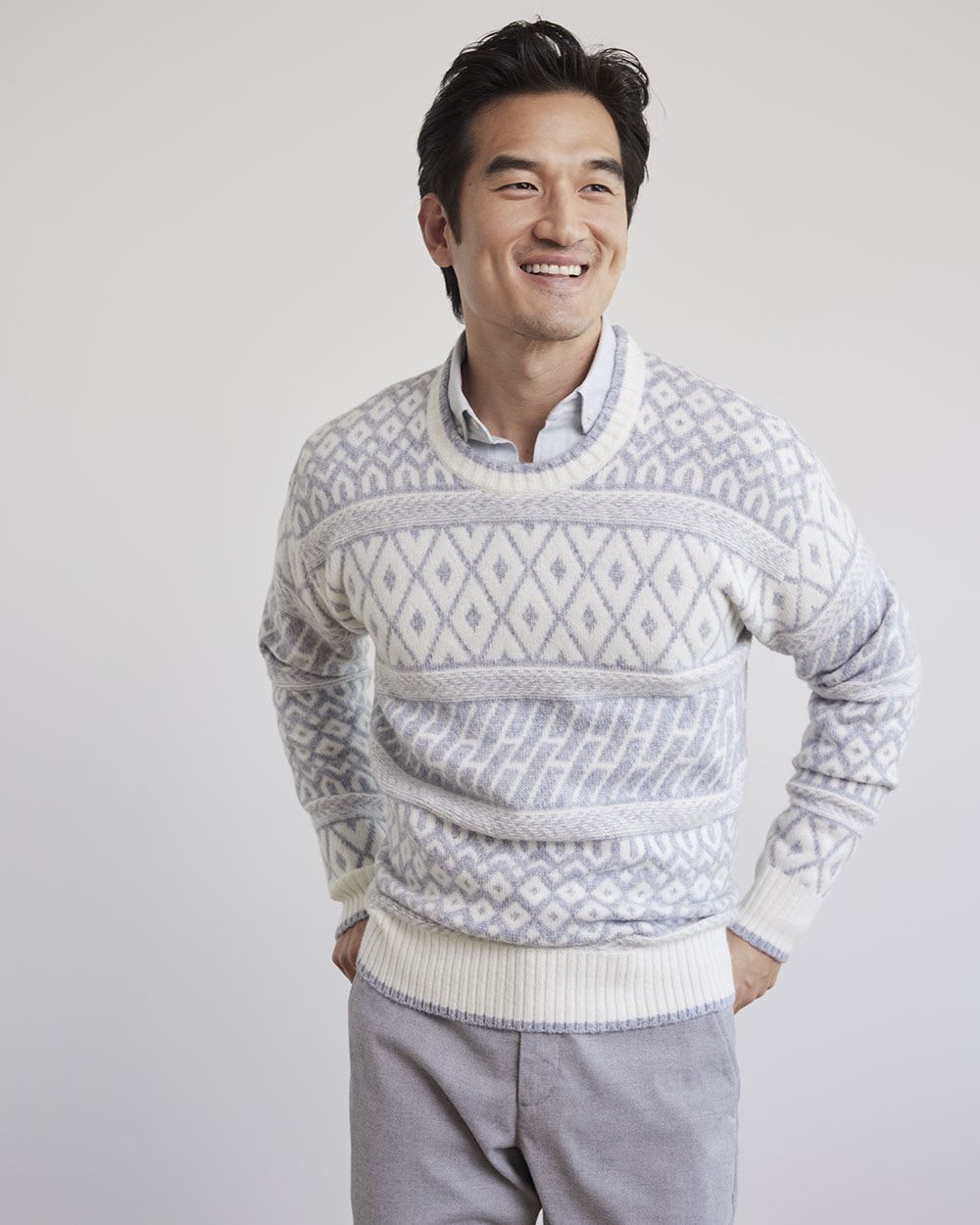 Fair-Isle Long-Sleeve Crew-Neck Sweater