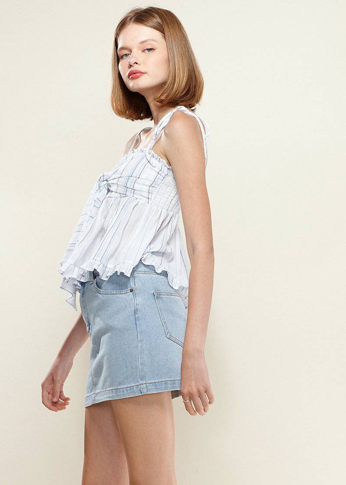 Nurode Tie Front Flared Cami Blouse