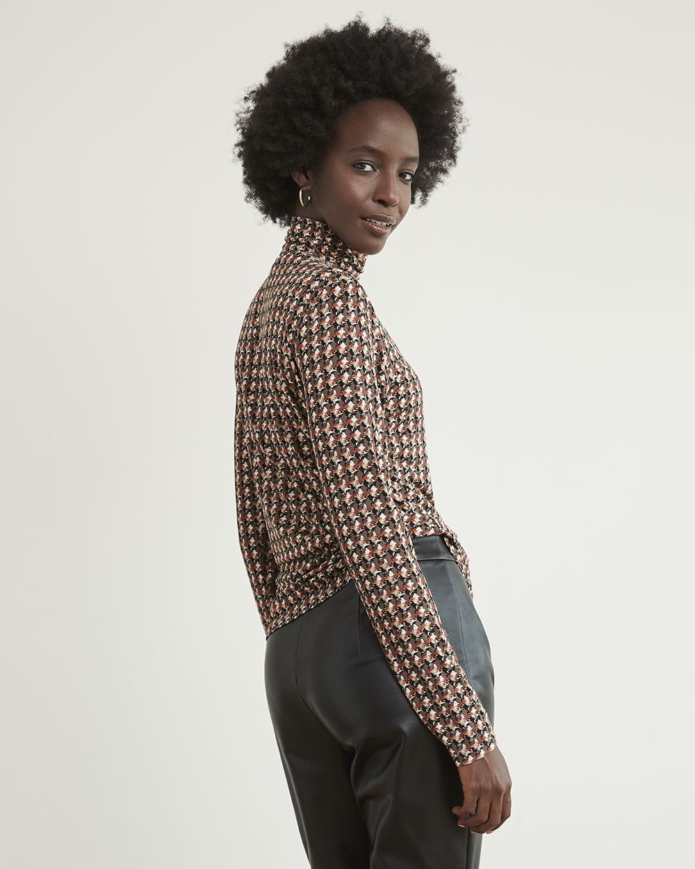 Fitted Long-Sleeve Mock-Neck Tee