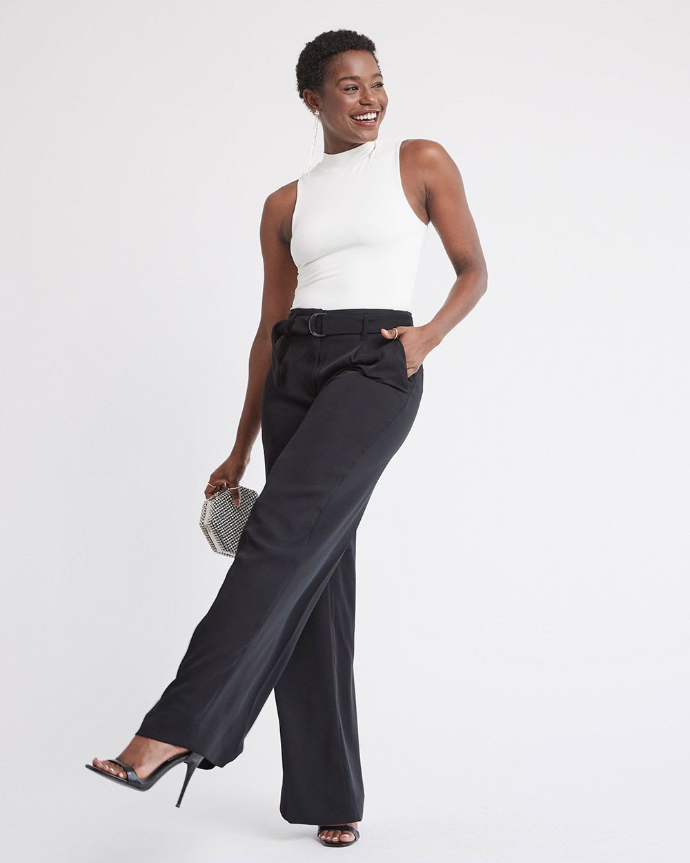 Wide-Leg High-Rise Satin Pant