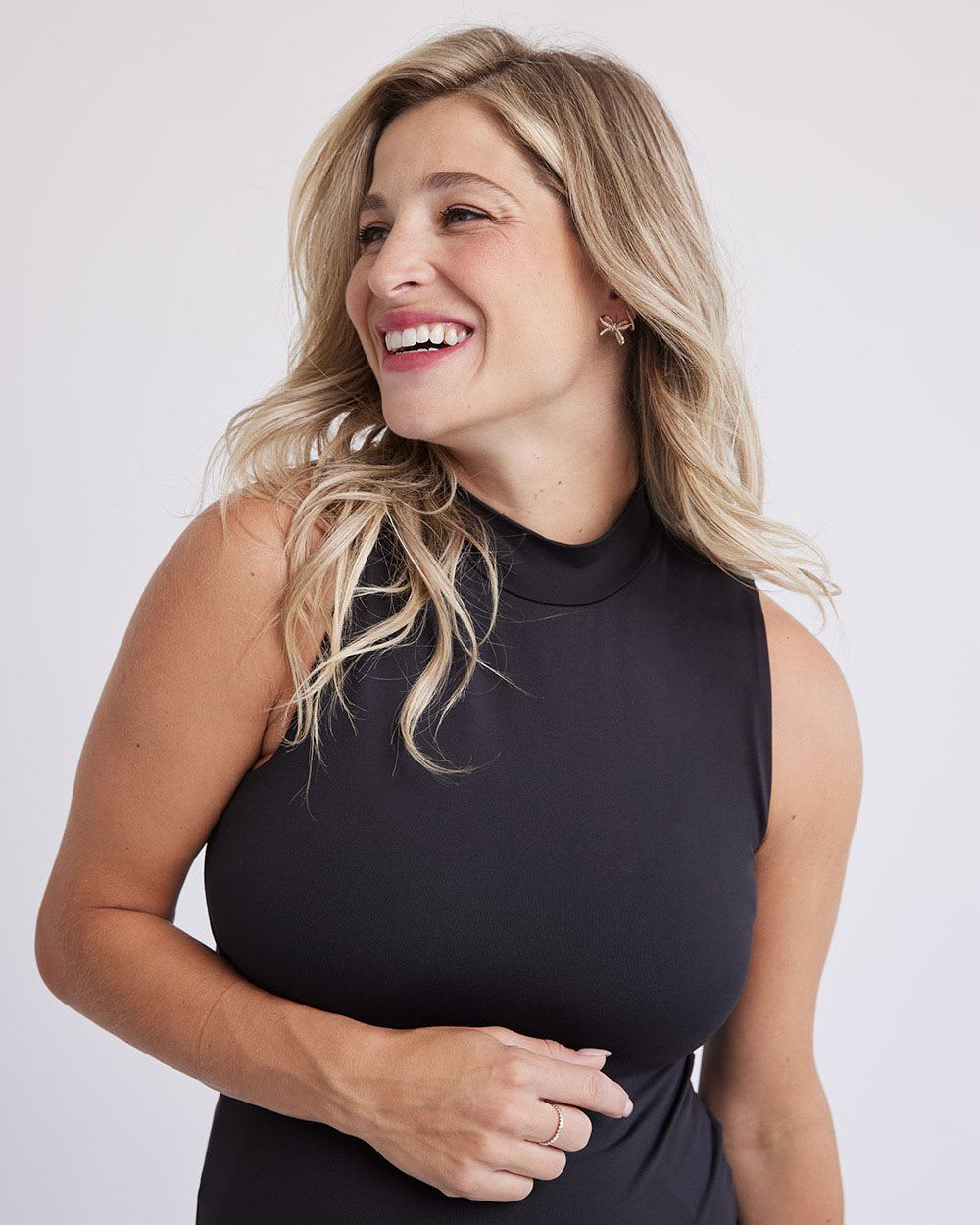 Black Sleeveless Bodycon Dress with Mock Neckline - Thyme Maternity