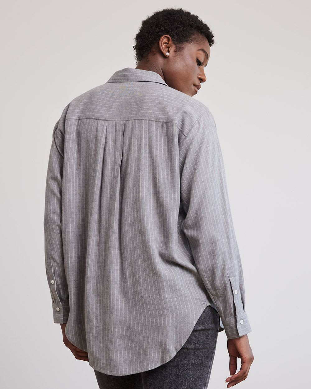 Long-Sleeve Buttoned-Down Brushed Twill Blouse