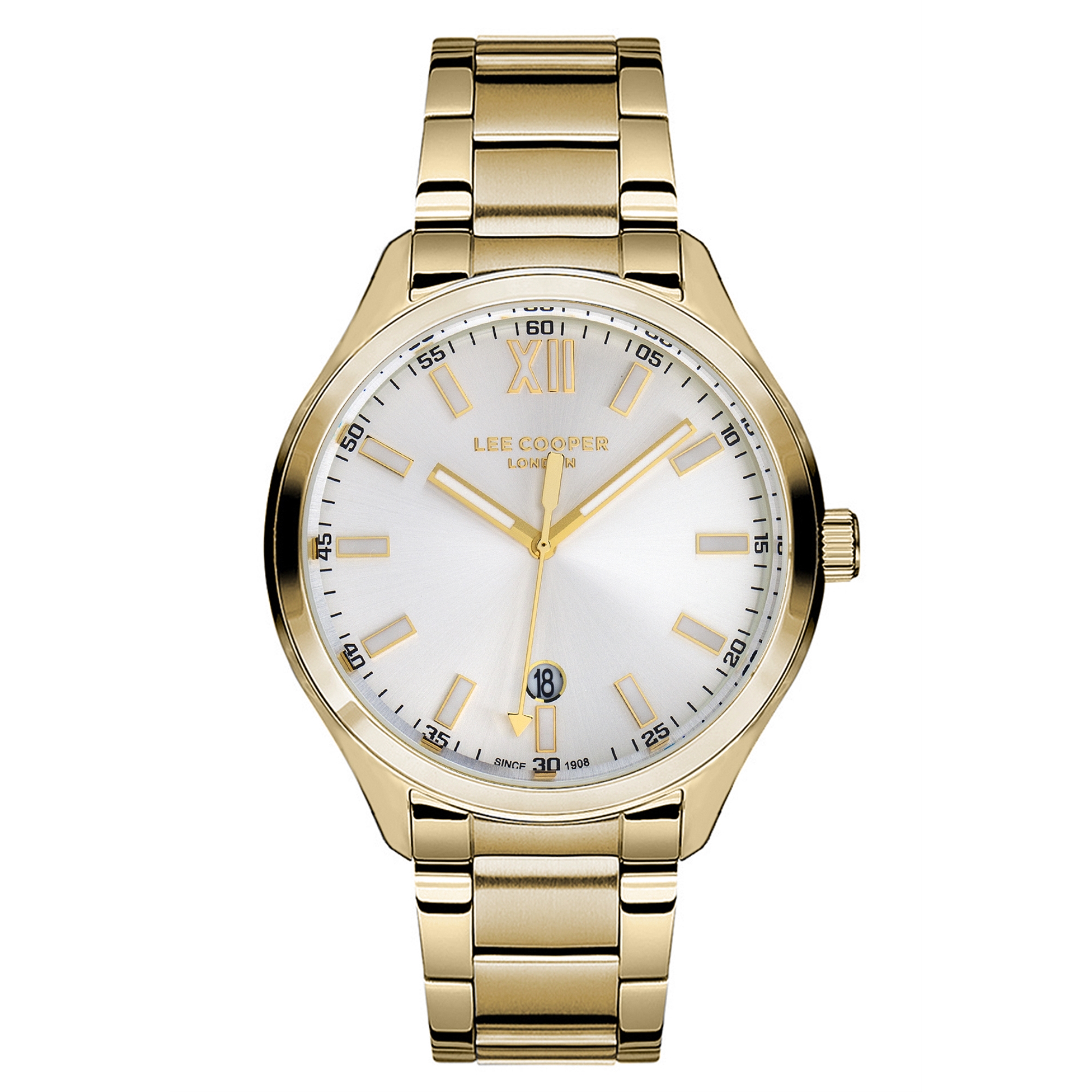 LEE COOPER-Men's Silver 41mm watch w/Black Dial