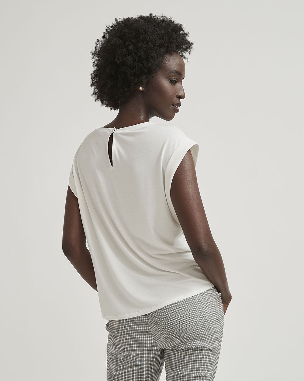 Mix-Media Extended-Sleeve Crew-Neck T-Shirt